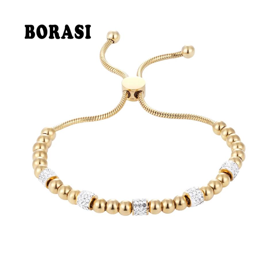 BOBASI Round Circles Beads Crystal Charm Bracelet & Bangles Gold Color For Women Fashion Jewelry Adjustable Hand Chain Bracelet 1