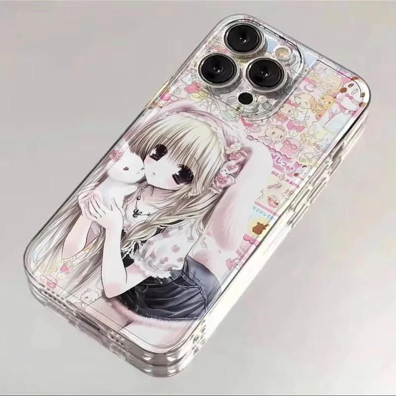 Luxury Cute Bunny Eared Girl Clear Phone Case for iPhone 17 Pro Max 16 15 Pro 14 13 12 11 XR XS 17Air 16 Plus Silicone Cover 1