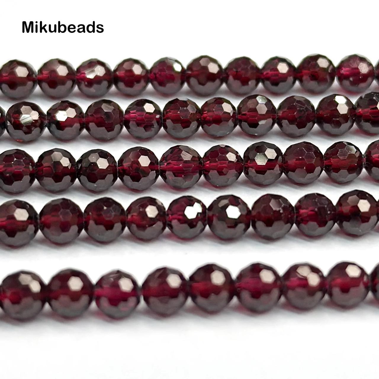 Natural AAA Brazil Red Garnet 5mm Faceted Round Beads Shinny Stone For Jewelry Making DIY Bracelet Necklace Strand Woman 1