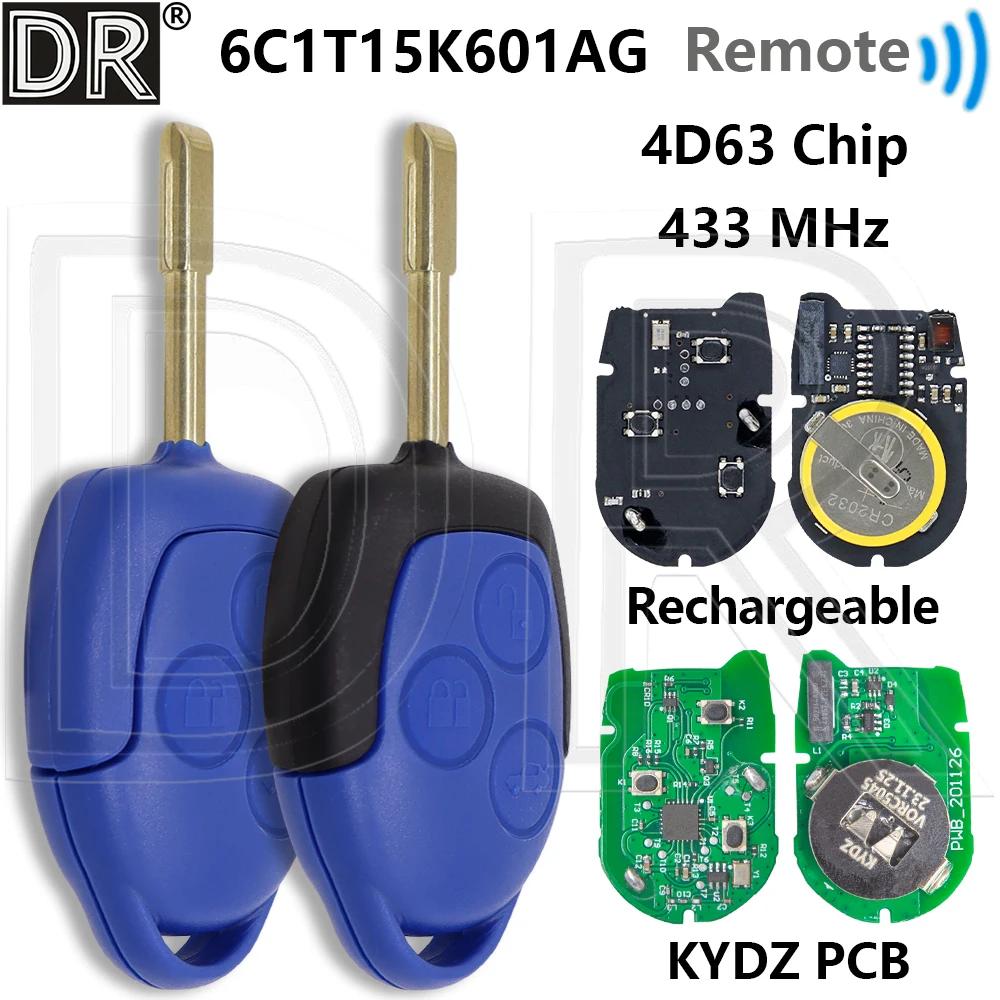 Great 6C1T-15K601-AG 4D63 Chip 433MHz KYDZ Or Rechargeable PCB FO21 Blade Car Remote Key For Ford Transit WM VM 2006-2014 1