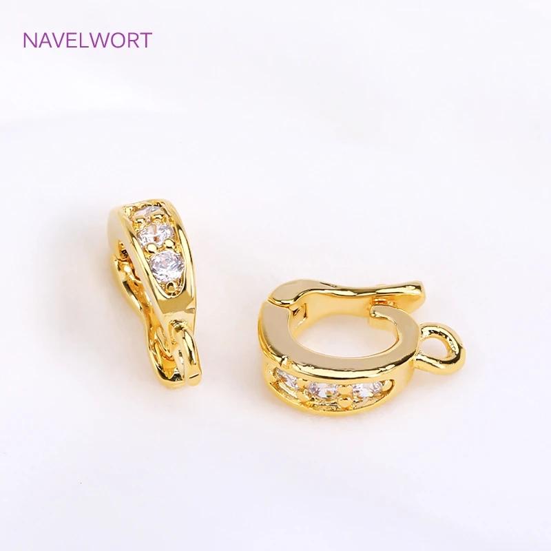 18K Gold Plated Hinged Pendant Enhancer For Necklace Making Supplies Inlaid Zircon Pendant Bail Clasp DIY Jewelry Accessories 1