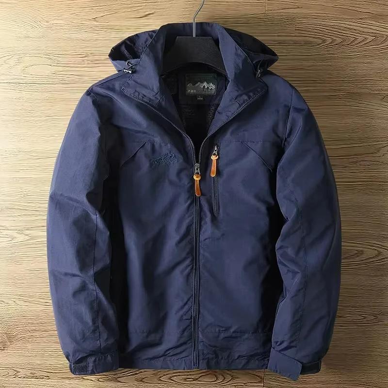 2025 Spring Mens Jacket High-quality Thin Breathable Outdoor Hiking Windproof Rainproof Hooded Coats Oversized 7XL Men Clothing 1
