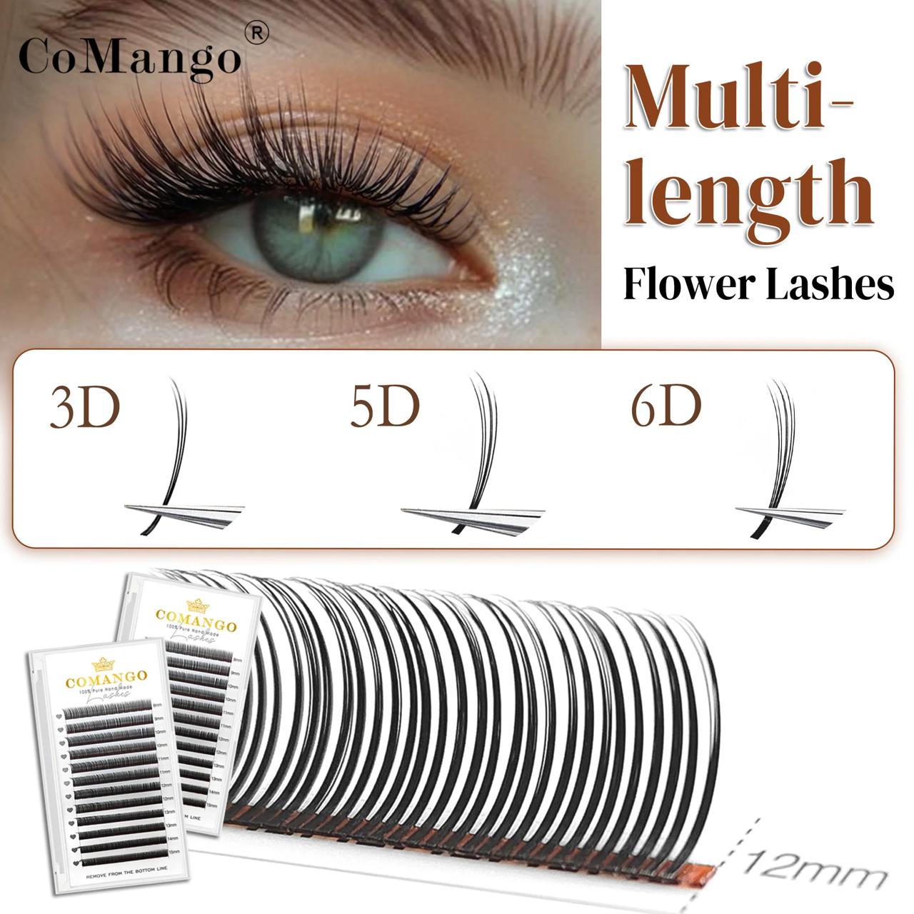 CoMango Multi Length 3D/5D/6D Flower Fairy Eyelashes Extension Premade Volume Fox Lash Spikes Fairy Flora Mink Lashes Wholesale 1