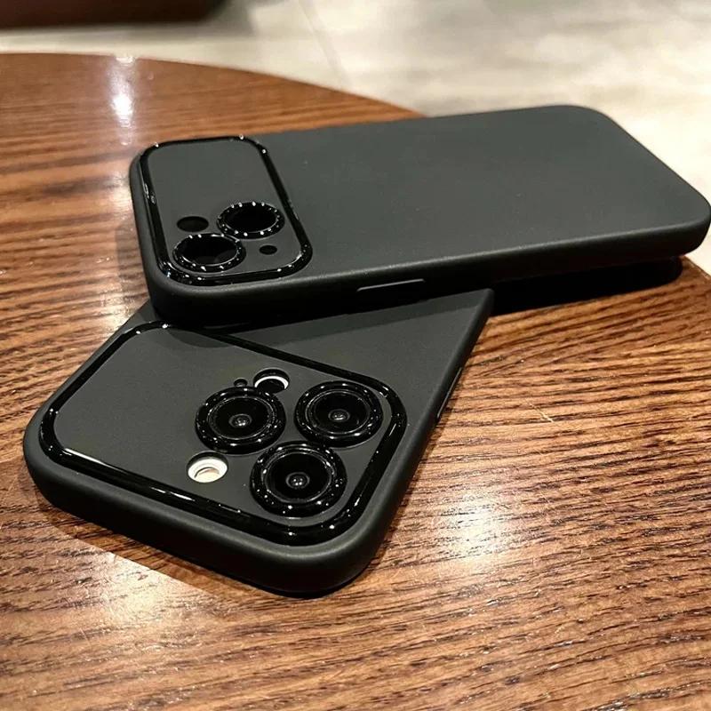 Luxury Matte Silicone Soft Case For iPhone 17 16 15 14 13 12 11 ProMax Plus Air X XR XS Solid Black Color Ultra Thin Cover Shell 1