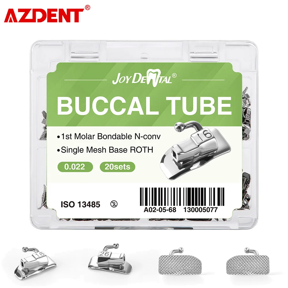 AZDENT Dental Orthodontic Buccal Tube 1ST/2nd Molar Bondable monoblock Non-Convertible Single Roth/MBT 0.018/ 0.022 Buccal Tube