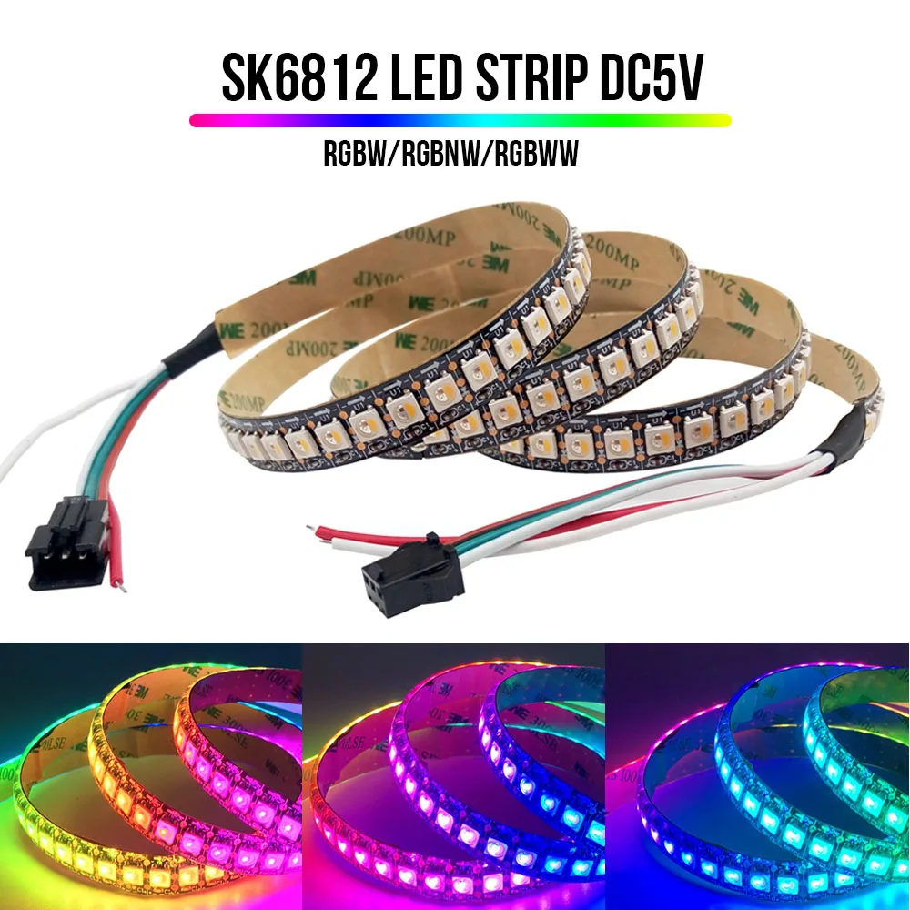 DC5V SK6812 Led Strip RGBW/NW/WW 4 In 1 Light Similar WS2812B Individual Addressable Led Light 30 60 144Leds/m IP30 65 67
