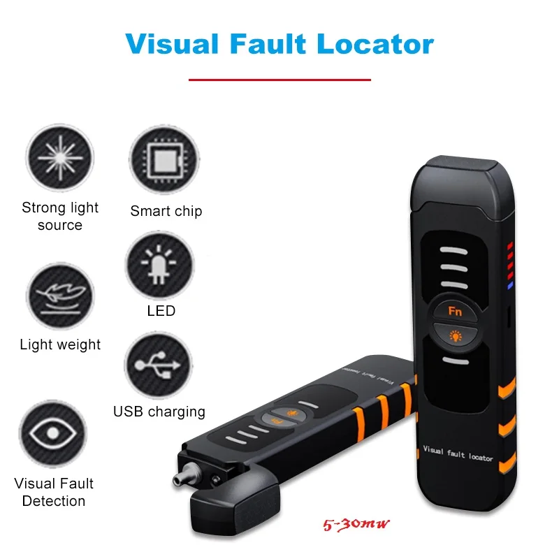 Handheld Optical Power Meter 5-30MW Fiber Optic Tester Pen VFL Red Light Optical Fiber Optic 5-30km Visual Fault Locator