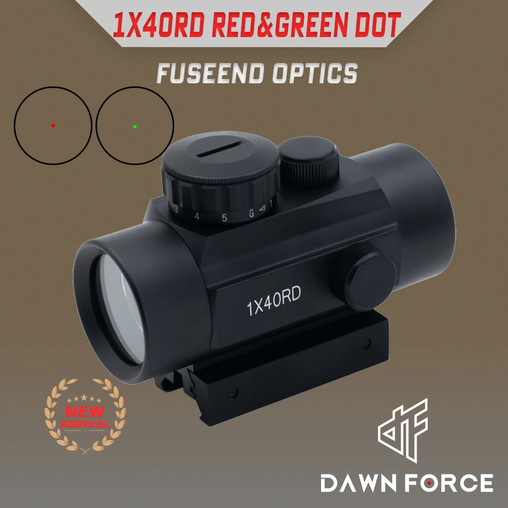 1x40RD Optics Red and Green Dot Sight Scope with Flip Up Lens Cover for 20mm/11mm Rail Mount
