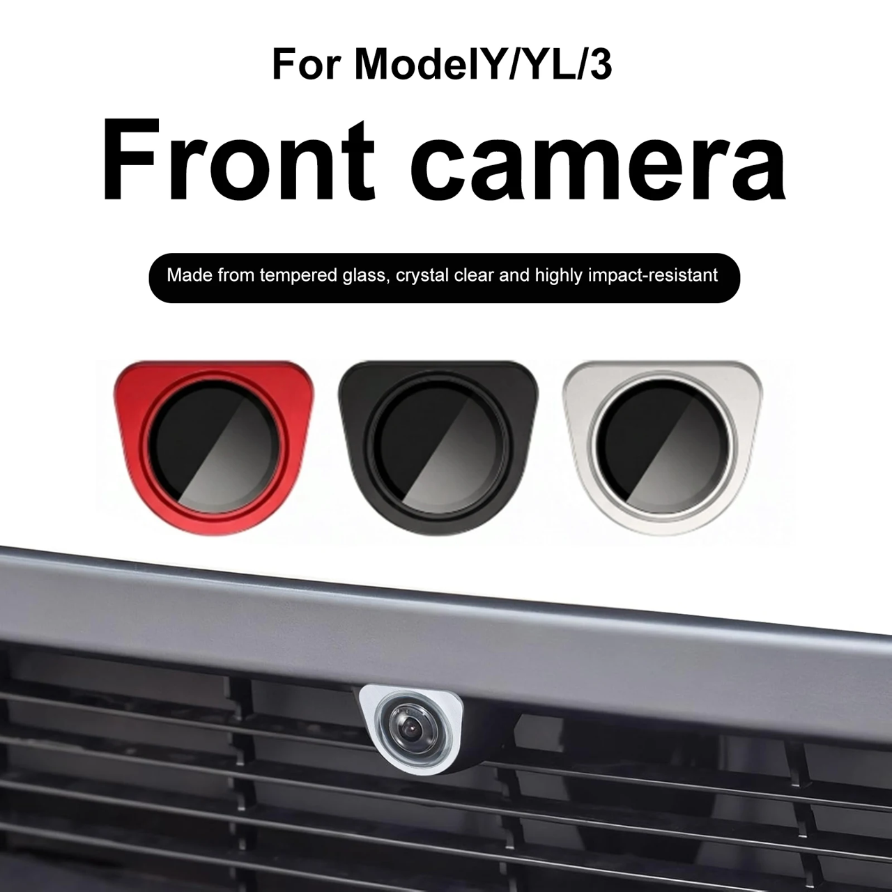 For Tesla Model Y/3 2025-2026 for Model YL Front Camera Protector Scratch & Drop Resistant Tempered Glass Protective Cover Kits