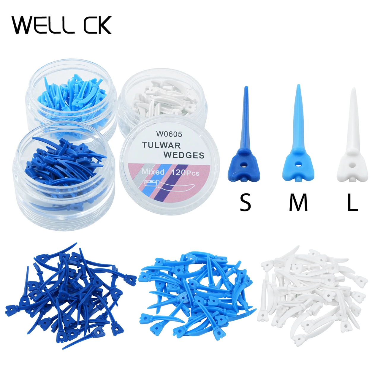 40/120Pcs/Box S/M/L Dental Tulwar Wedges Refill Wedge For Sectional Matrix System Disposable Plastic Wedges With Hole