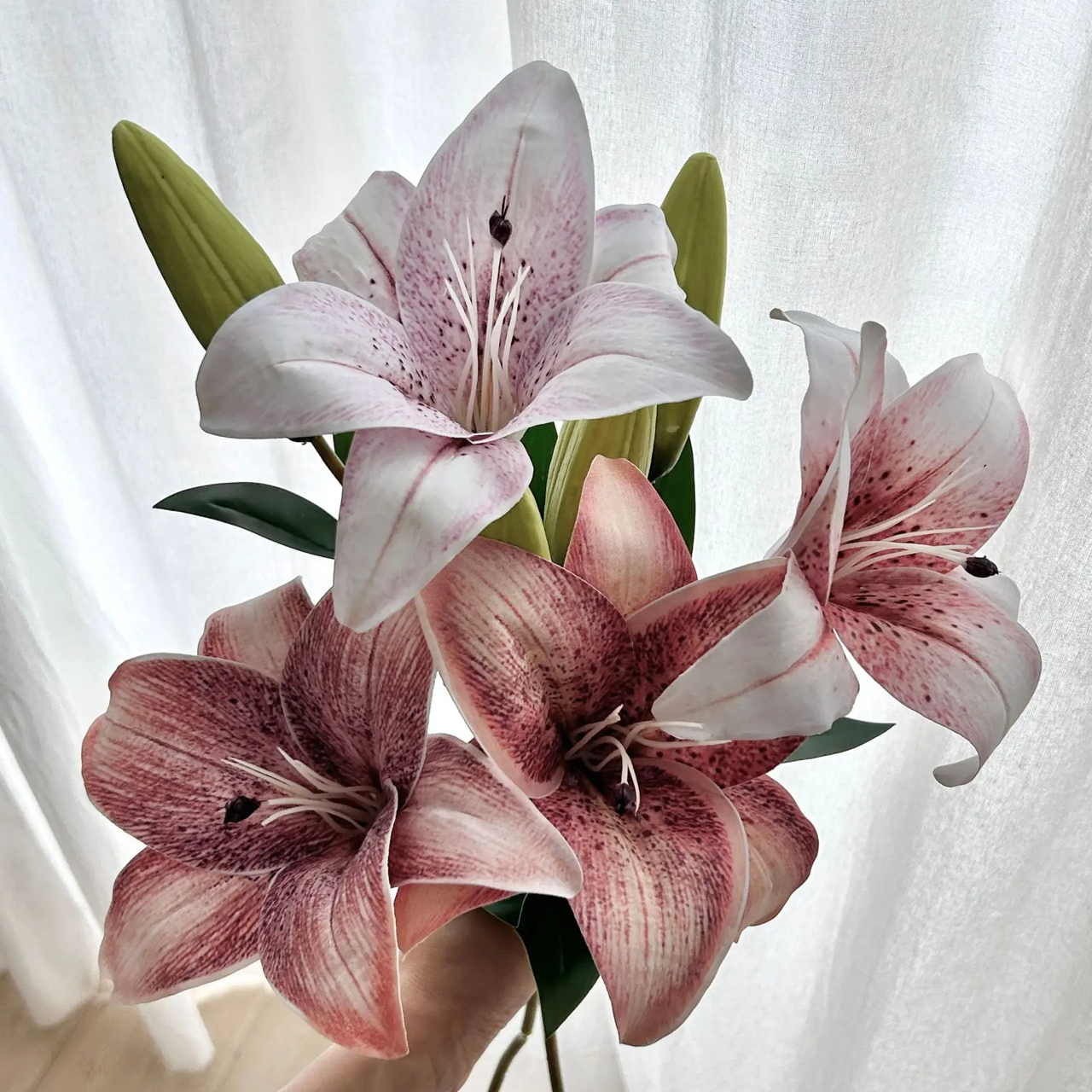 50cm Artificial Lily Flower Bouquet Silk Fake Flowers Floral Decor Bouquet for Living Room Office Decorations
