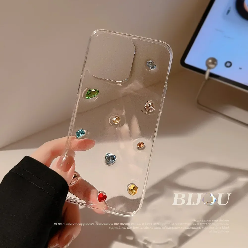 Luxury gemstones Rhinestones fairy girls transparent Phone Case For iPhone 17 16 15 14 13 12 11 Pro Max 16 Plus Case Cute Cover