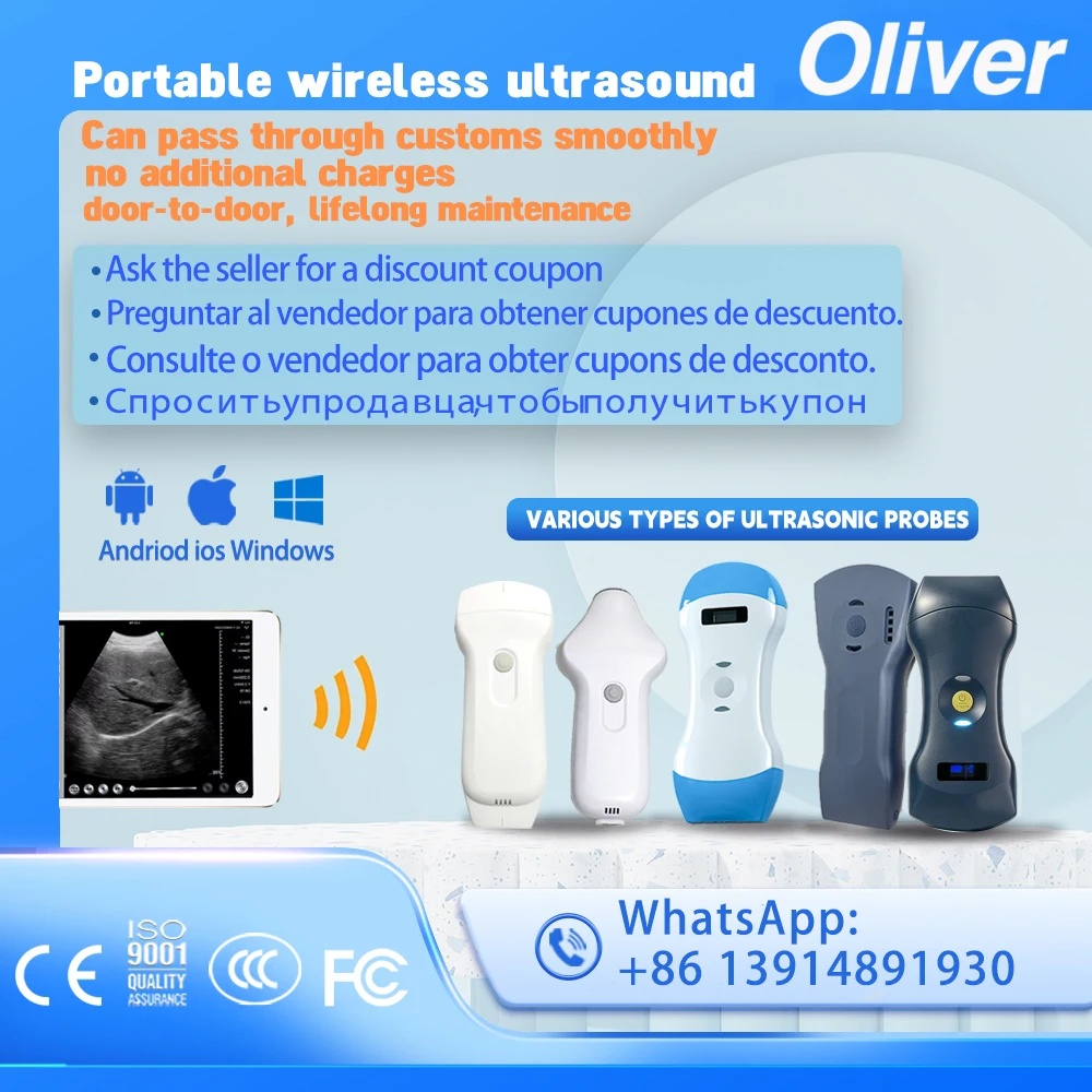 Portable WIFI Wireless Ultrasound Probe Scanner Machine Pocket USG Support App iOS Android Windows Carry Free Suitcase