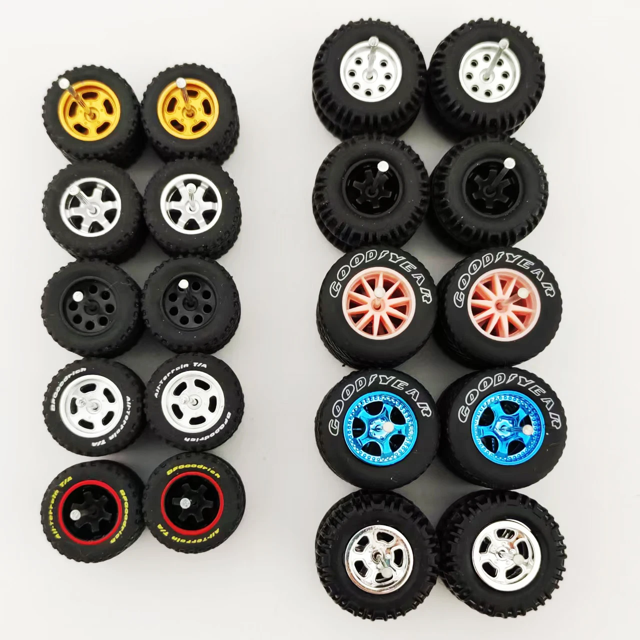10 Sets 1/64 Off Road Wheels 14mm 17mm Tires Tyre Modify Wheel for 1:64 Van Off-road Jeep SUV Model Car Truck Tire