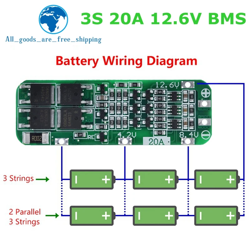 1/3pcs BMS 3S 20A Li-ion Lithium Battery 18650 Charger PCB BMS Protection Board For Drill Motor 12.6V Lipo Cell Module