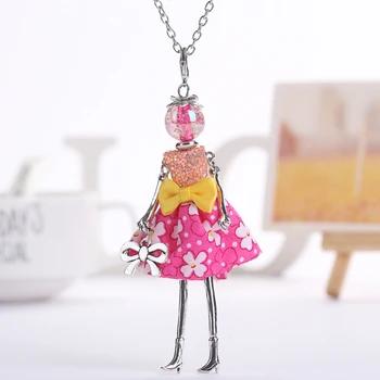 YLWHJJ brand doll cute pendant necklace for wemen long chain hot fashion jewelry rhinestone Exaggerated feather dress necklace 15