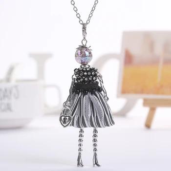 YLWHJJ brand doll cute pendant necklace for wemen long chain hot fashion jewelry rhinestone Exaggerated feather dress necklace 25