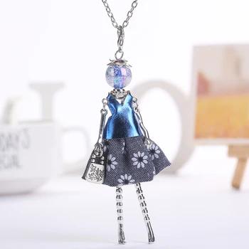 YLWHJJ brand doll cute pendant necklace for wemen long chain hot fashion jewelry rhinestone Exaggerated feather dress necklace 30