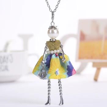 YLWHJJ brand doll cute pendant necklace for wemen long chain hot fashion jewelry rhinestone Exaggerated feather dress necklace 24