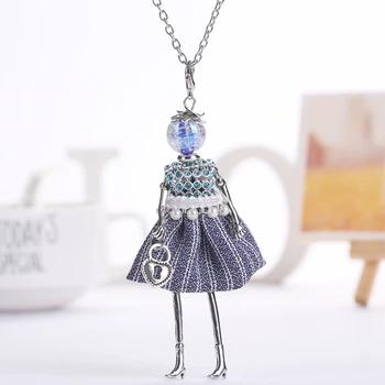 YLWHJJ brand doll cute pendant necklace for wemen long chain hot fashion jewelry rhinestone Exaggerated feather dress necklace 12