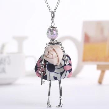 YLWHJJ brand doll cute pendant necklace for wemen long chain hot fashion jewelry rhinestone Exaggerated feather dress necklace 32