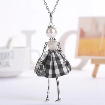 YLWHJJ brand doll cute pendant necklace for wemen long chain hot fashion jewelry rhinestone Exaggerated feather dress necklace 22