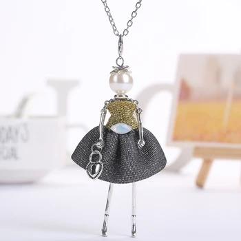 YLWHJJ brand doll cute pendant necklace for wemen long chain hot fashion jewelry rhinestone Exaggerated feather dress necklace 8