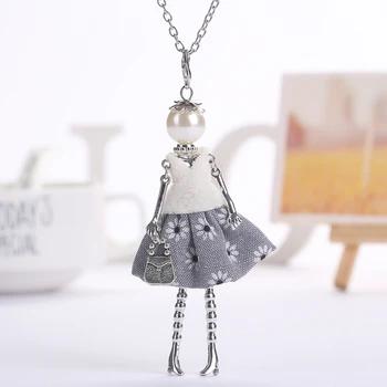 YLWHJJ brand doll cute pendant necklace for wemen long chain hot fashion jewelry rhinestone Exaggerated feather dress necklace 21