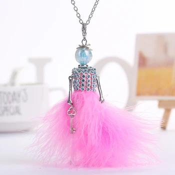 YLWHJJ brand doll cute pendant necklace for wemen long chain hot fashion jewelry rhinestone Exaggerated feather dress necklace 29