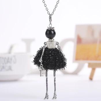 YLWHJJ brand doll cute pendant necklace for wemen long chain hot fashion jewelry rhinestone Exaggerated feather dress necklace 20