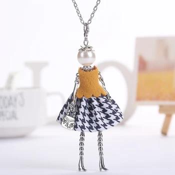 YLWHJJ brand doll cute pendant necklace for wemen long chain hot fashion jewelry rhinestone Exaggerated feather dress necklace 31