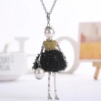 YLWHJJ brand doll cute pendant necklace for wemen long chain hot fashion jewelry rhinestone Exaggerated feather dress necklace 34