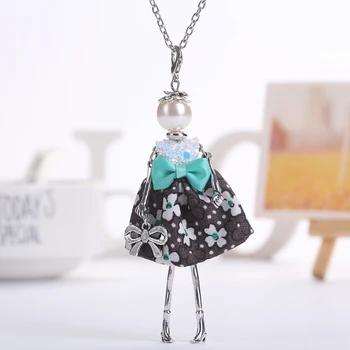 YLWHJJ brand doll cute pendant necklace for wemen long chain hot fashion jewelry rhinestone Exaggerated feather dress necklace 27