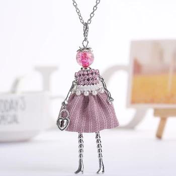 YLWHJJ brand doll cute pendant necklace for wemen long chain hot fashion jewelry rhinestone Exaggerated feather dress necklace 14