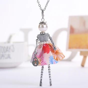 YLWHJJ brand doll cute pendant necklace for wemen long chain hot fashion jewelry rhinestone Exaggerated feather dress necklace 26