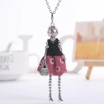 YLWHJJ brand doll cute pendant necklace for wemen long chain hot fashion jewelry rhinestone Exaggerated feather dress necklace 7
