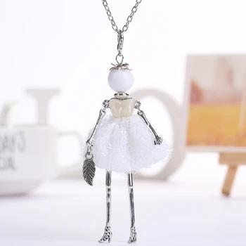 YLWHJJ brand doll cute pendant necklace for wemen long chain hot fashion jewelry rhinestone Exaggerated feather dress necklace 11
