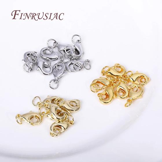 10Pcs Wholesale Lobster Clasps with 2 Closed Rings Hooks Connectors Clasp For Bracelet Necklace DIY Jewelry Making Supplies 4