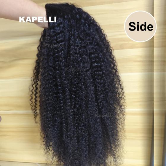 Half Wig Human Hair Wigs 180% Half Wig Kinky Curly Human Hair Wigs 3 In 1 Invisible Hairline Wear Go With Drawstring Seamless 4