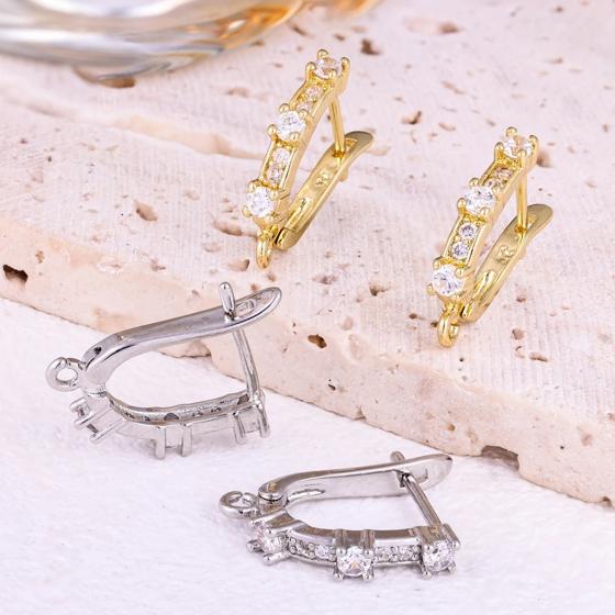 Juya Handmade Decorative CZ Basic Fastener Hooks Earring Locks Accessories For DIY Luxury Women's Dangle Charms Earrings Making 4