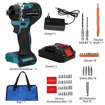 AvidPulse 20+1 Torque 1/4inch Brushless Electric Screwdriver Cordless 280N.m Electric Drill Power Tool For Makita 18v Battery 9