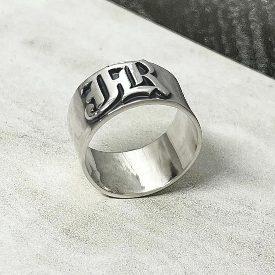 12MM Men' Gothic Rings Personalized Old English Hip-hop Name Ring Customized Couple Wedding Rings Stainless Steel Jewelry Gift 5