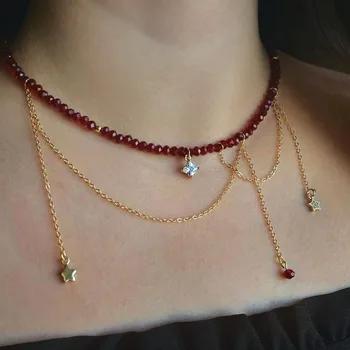 Exaggerated Baroque Red Transparent Crystal Chain With Sexy Zircon Cherry Pendant Necklace For Women Wedding Praty Gift N0541 9