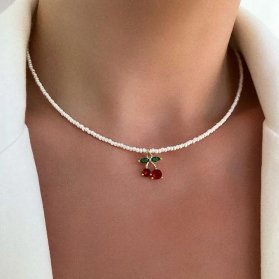 Exaggerated Baroque Red Transparent Crystal Chain With Sexy Zircon Cherry Pendant Necklace For Women Wedding Praty Gift N0541 2