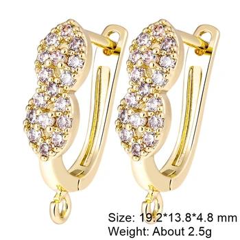 Juya Handmade Decorative CZ Basic Fastener Hooks Earring Locks Accessories For DIY Luxury Women's Dangle Charms Earrings Making 30