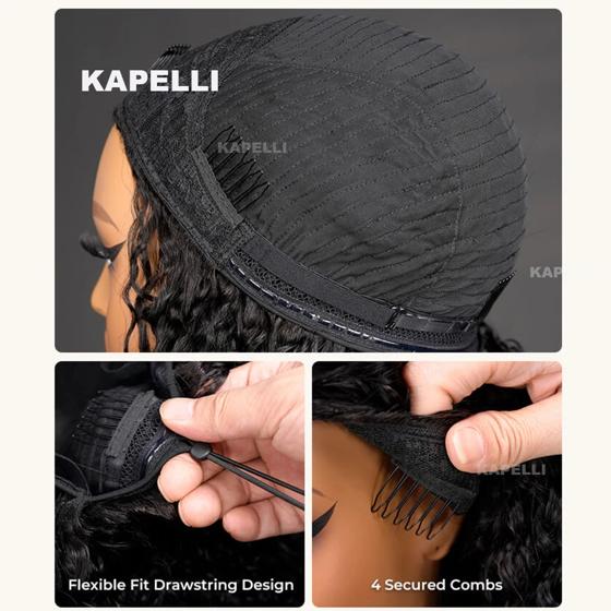 Half Wig Human Hair Wigs 180% Half Wig Kinky Curly Human Hair Wigs 3 In 1 Invisible Hairline Wear Go With Drawstring Seamless 5