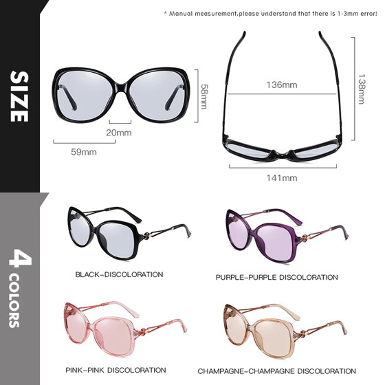 LIOUMO Luxury Women's Sunglasses Polarized Photochromic Glasses Woman Fashion Tea Frame Shopping Eyewear Female zonnebril dames