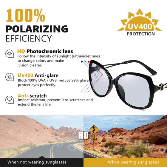 LIOUMO Luxury Women's Sunglasses Polarized Photochromic Glasses Woman Fashion Tea Frame Shopping Eyewear Female zonnebril dames
