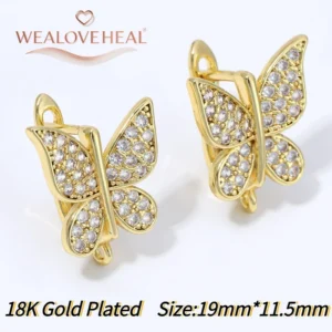 18K Gold Plated Brass Fan Shape Flower Lever Back Earring Hooks, Pave Zircon Yellow Daisy Ear Wire for DIY Jewelry Findings