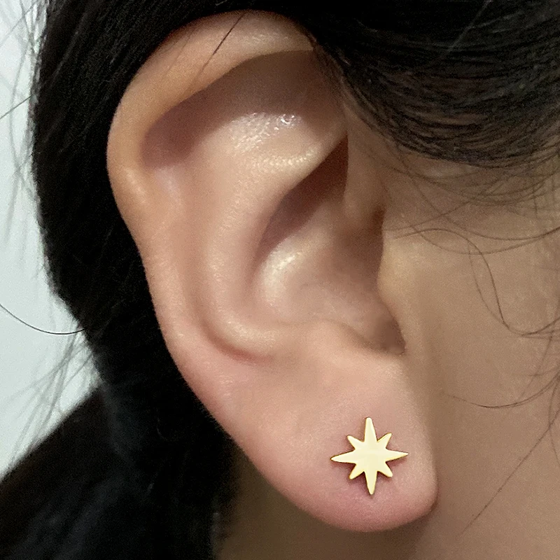 Stainless Steel Mini Earrings Girls Minimalist Punk Gold Color Coconut Tree Dolphin Star Moon Stud Earring Party Jewelry Brincos
